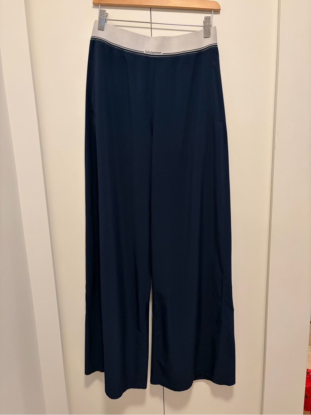 lululemon athletica Navy Wide-Leg Pants with White Waistband